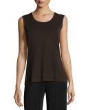 Scoop-Neck Knit Tank, Coffee, Plus Size 