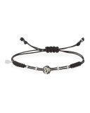 Pull-Cord Bracelet with Black & White Diamond Rose in 18K White Gold