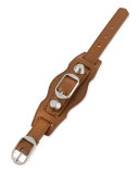 Giant 12 Leather Buckle Bracelet, Tan