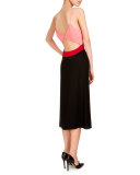 Leslie Colorblock Slip Dress, Black