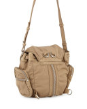 Mini Marti Nylon Backpack, Khaki/Nickel