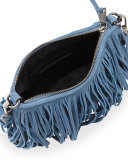 Finn Leather Fringe Crossbody Bag, Dusty Blue