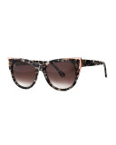 Epiphany Capped Cat-Eye Sunglasses, Gray/Tortoise