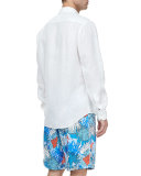 Linen Long-Sleeve Shirt, White