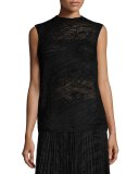 Sleeveless Knit Lace Sweater, Black