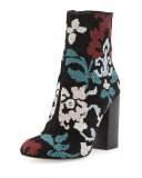 Bojana Embroidered Suede Bootie, Black