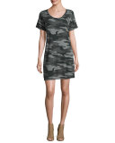The Slouchy Scoop-Neck Dress, Black Camouflage