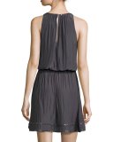 Brittany Studded Blouson Dress, Gunmetal