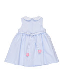Sleeveless Smocked Pique Dress, Blue, Size 2-6