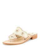 Palm Beach Whipstitch Thong Sandal, Bone/Platinum