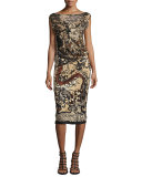 Bateau-Neck Jersey Sheath Dress
