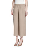 Wide-Leg Georgette Cropped Pants