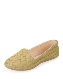 Napa Intrecciato Woven Smoking Slipper, Camel