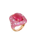 Marbella Rubellite Cabochon Ring in 18K Rose Gold, Size 6.5