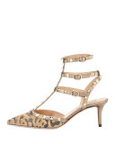 Rockstud Calf-Hair 65mm Pump, Fucile/Al Campion