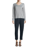 Double Scoop-Neck Silk-Blend Sweater