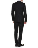 Contrast-Stitch Three-Piece Suit, Black