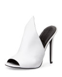 Essie Peaked Leather Mule Pump, White