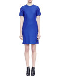 Wrap-Around-Zip Stretch Woven Dress, Royal Blue