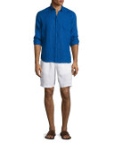 Baie Solid Linen Cargo Shorts, White