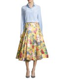 Romantic Garden Brocade A-Line Skirt, Yellow/Multi