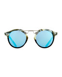 St. Louis Round Mirrored Sunglasses, Light Beige