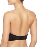 Indulge Low-Back Satin Bustier, Black