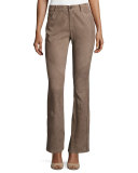 Thompson Boot-Cut Lambskin Suede Pants, Portobello