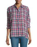 The Big Long-Sleeve Shirt, Washed Cherry Plaid
