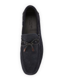 Hamptons Printed Suede Driver, Navy