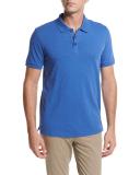 Slub Cotton Polo Shirt, Bright Blue