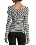 Kellay Striped Ribbed Top, Black/White