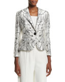 One-Button Floral Jacket, Off White
