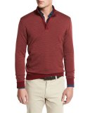 High-Performance Merino Wool Quarter-Zip Pullover, Medium Red Fan