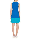 Colorblock Sleeveless Shift Dress, Azure/Turquoise