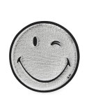 Oversized Wink Smiley Face Sticker for Handbag, Silver