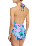 Cabana Aegean Palms Cross-Halter One-Piece Swimsuit