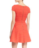 Shane Cap-Sleeve Skater Dress, Red
