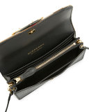 Small Buckle Sequined House Check Shoulder Bag, Gold/Black