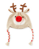 Boys' Knit Reindeer Hat, Brown