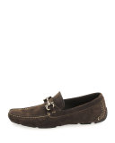 Parigi Suede Gancini Driver, Dark Brown