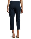 Rhom Pleated-Front Cropped Pants, Indigo Knit Four