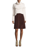 Viviam Cozy Cable Fringe-Trim Sweater