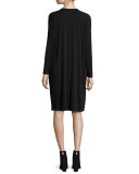 Long-Sleeve Silk Jersey Dress with Pockets