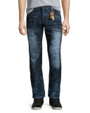 Motard Dyed Moto Jeans, Dark Blue