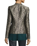 Eliza Paneled Brocade Jacket, Petrol Multi
