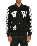 Spray-Paint Logo Varsity Jacket, Black