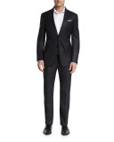 G-Line Striped Super 150s Wool Two-Piece Suit, Charcoal