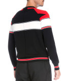 Intarsia Colorblock Long-Sleeve Sweater, Black/Red