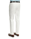 Gregory Flat-Front Cotton Trousers, White